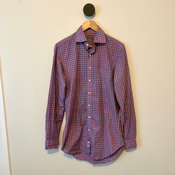 Sid Mashburn Other - Sid Mashburn Salmon Blue Gingham Button Front Shirt Cotton Small